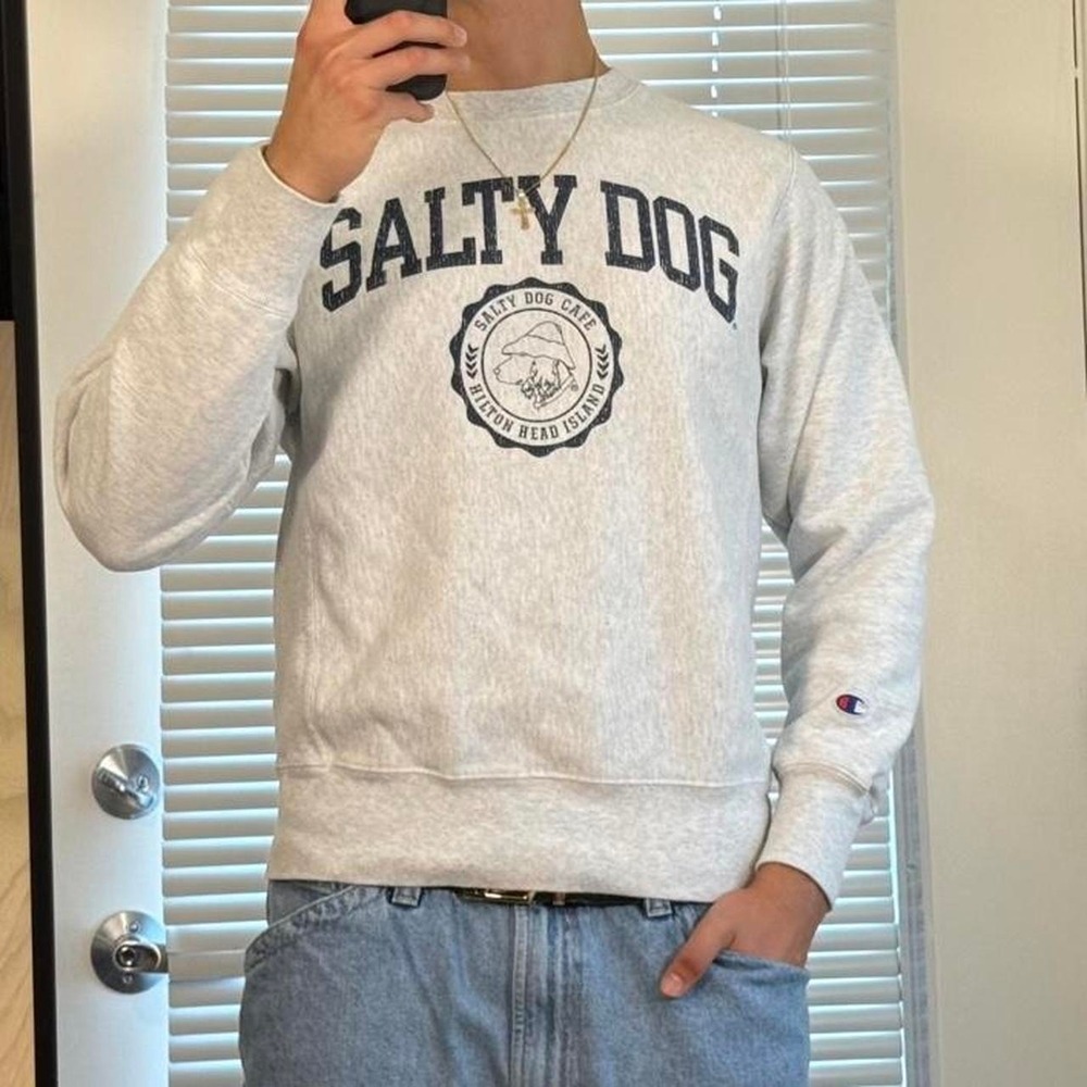 Champion Salty Dog grey crewneck sweatshirt Small